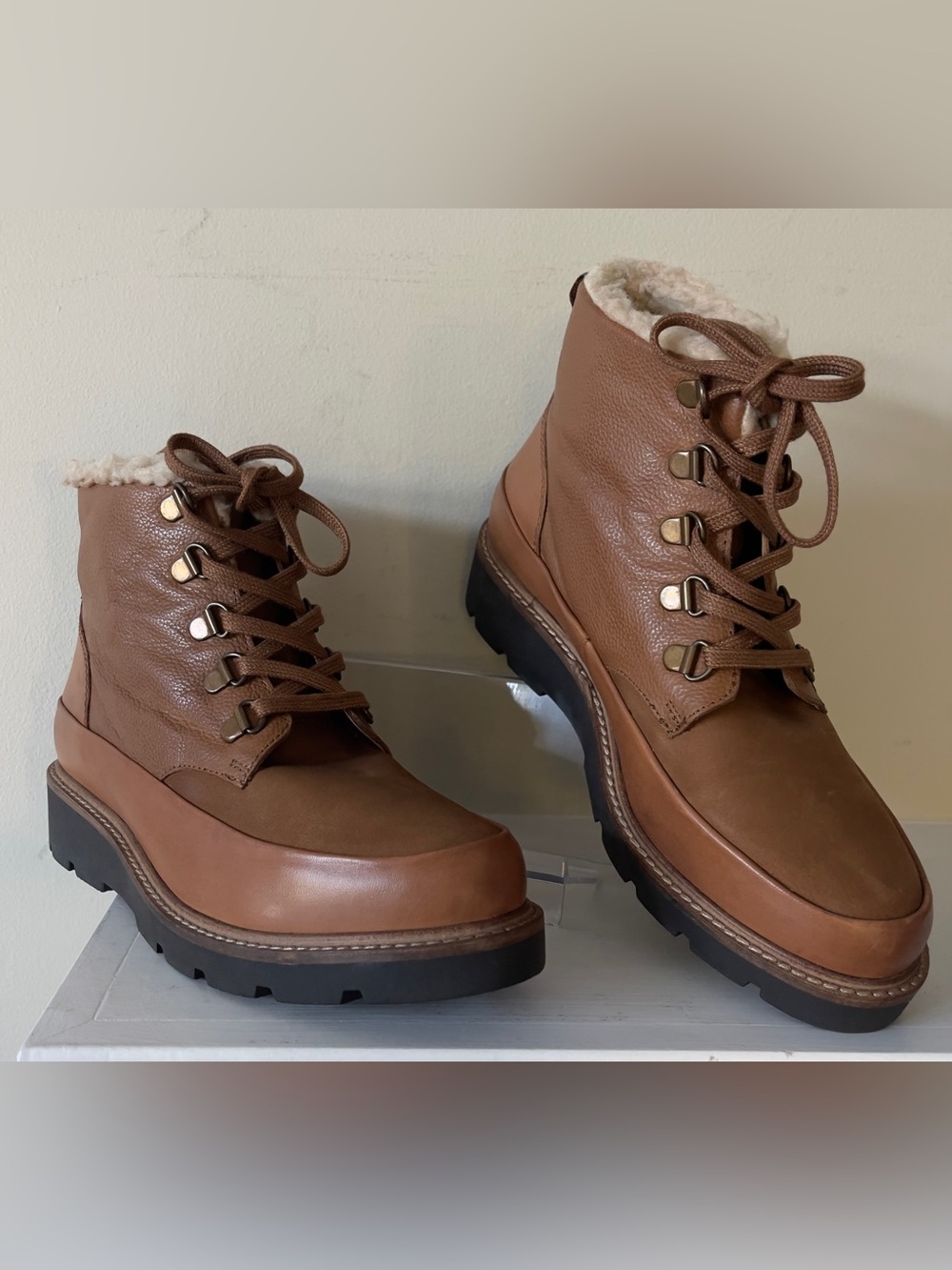 Softwalk Whitney Women's Brown Faux-Shearling Lace-Up Platform Boots NWOT 7.5W - Picture 5 of 10